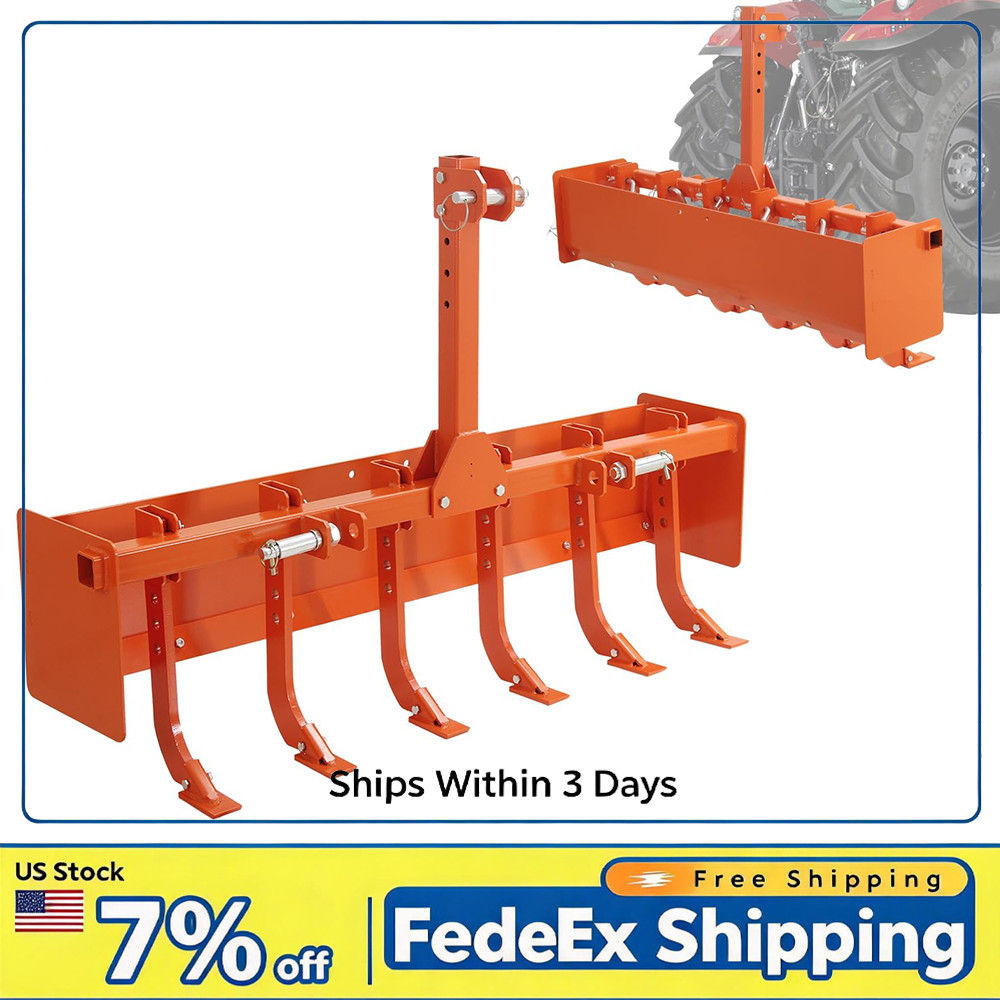 55″ 3 Point Box Blade Scraper Tractor Attachment Cat 0 Cat 1 Heavy Duty Steel