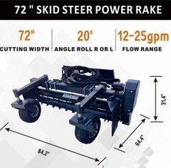 NEW Harley Rake Soil Conditioner Skid Steer articulating Attachment Cat Deere