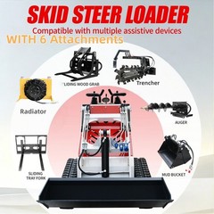 Upgraded 13.5HP Mini Skid Steer B&S Engine Cooling EPA Gasoline w/ 6 Attachments