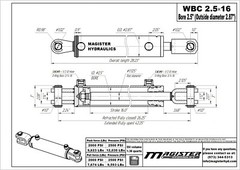 Ag Clevis Hydraulic Cylinder Welded Double Acting 2.5″ Bore 16″ WBC 2.5×16 NEW