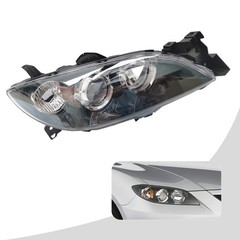 2004-2009 Mazda 3 Sedan RH Halogen Headlight Black Housing Clear Lens BN8P510K0D