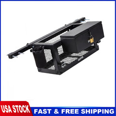 Tractor Tool Box Lockable Metal Tractor Basket Toolbox w/ Keys Rear Mount Tool