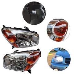 Pair Headlights for 04-05 RAV4 Orange Lens Black Housing 8110542280 8110642280
