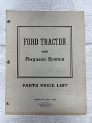 Ford Tractor with Ferguson System Parts Price List Form 9-3039 1942