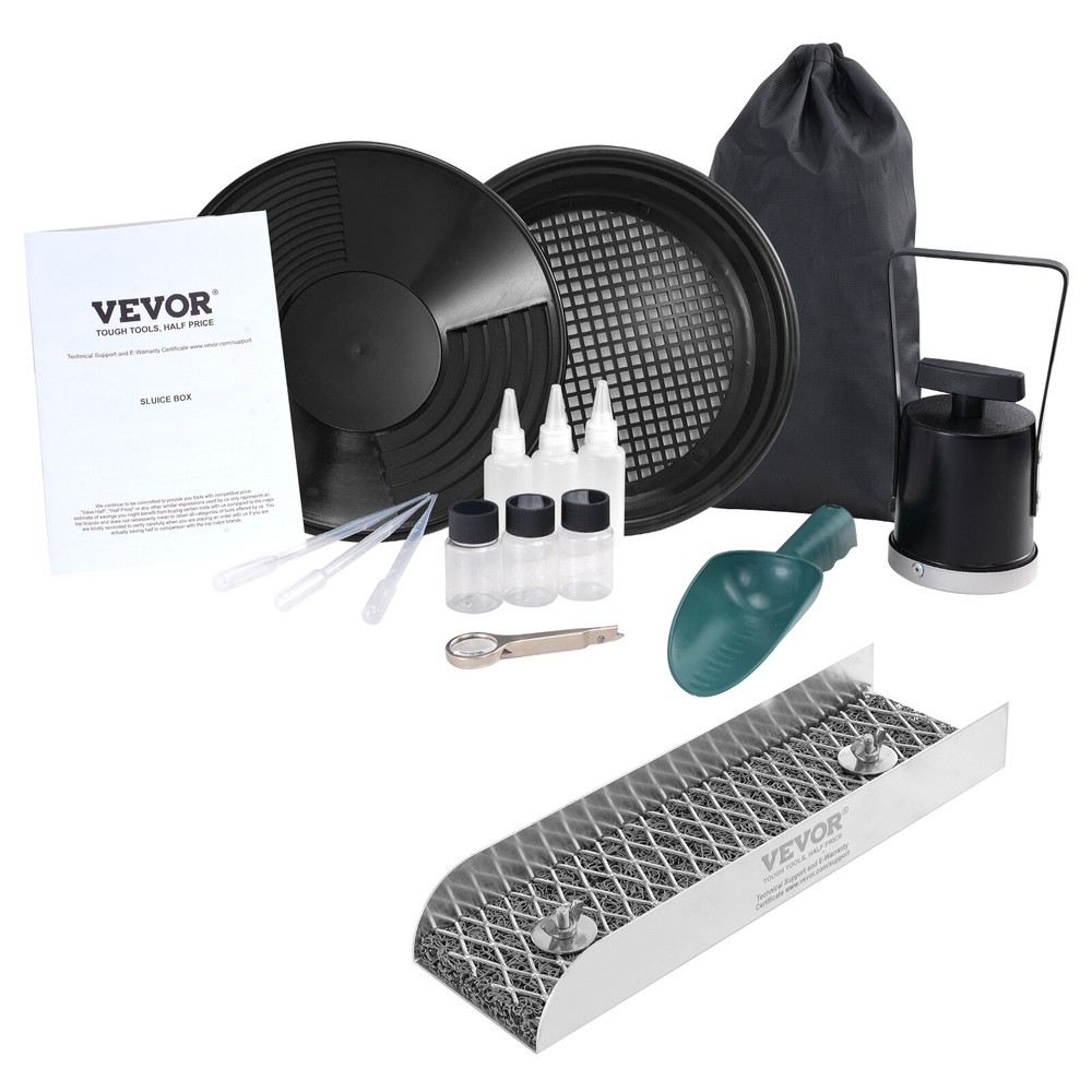VEVOR Gold Panning Kit With Sluice Box 12″ Aluminum Gold Mining Equipment 16 PCS