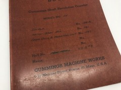 Cummings Machine Works Shaft Revolution Counter Instruction Manual Book (RF931)