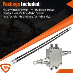 Mini Excavator Valve Kit Fully Assembled M14 Thread 1/4 inch Hydraulic Hose