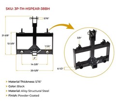 2PK 3 Point Trailer Hitch Attachments for Tractor w/ 2″ Receiver Tractor Bucket