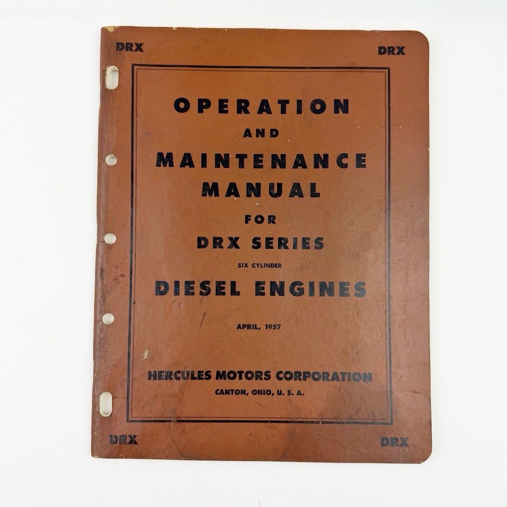 Hercules DRX Series Operation & Maintenance Manual Diesel Engine OEM Book 1957