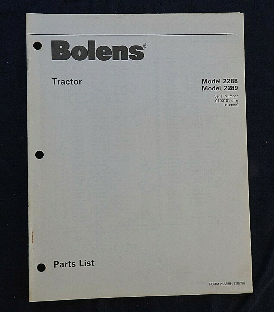 1979-1980 BOLENS MODEL 2288 & 2289 LAWN & GARDEN TRACTOR PARTS CATALOG MANUAL