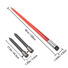VEVOR Hay Bale Spear 49″ 3000 lbs Spike Fork 45#Steel W/2 Stabilizers & Sleeves