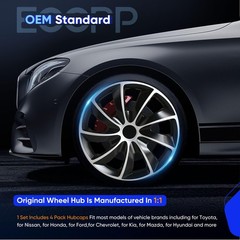 4 Pack 17 inch Matte Black Hubcaps Wheel Covers Replacement