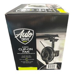Auto Drive 6″ 12 Volt Oscillating Clip-On Or Dash Mount Car Truck DC Fan