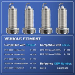 Double Iridium Spark Plugs 4 Pack Fits for 2018-2024 Toyota Camry Corolla Highla