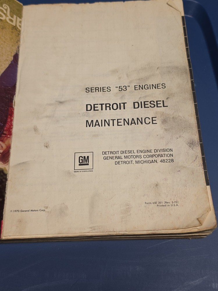 Detroit Diesel Engines Series 53 Service Maintenance Manual 1969 Missing Cover