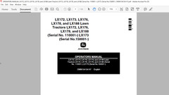 John Deere LX172 LX173 LX176 LX178 LX186 LX188 Technical Op. Parts Manual USB
