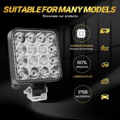 Excavator LED headlights,work lights,spotlights, 3.3 inch LED lights, square 24V
