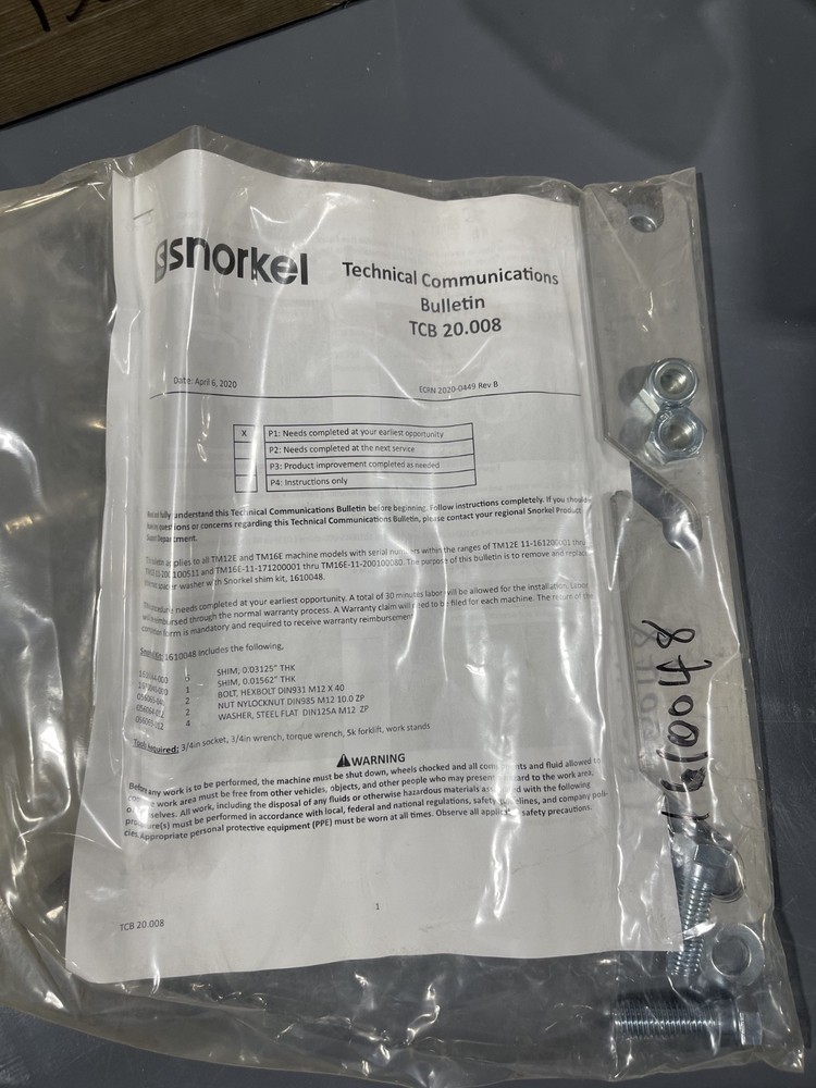 TM12E/16E MAST SHIM KIT 1610048