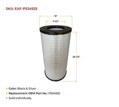 2Pk Engine Air Filter for Semi-Truck for Kenworth T800W, W900 Replaces P534925