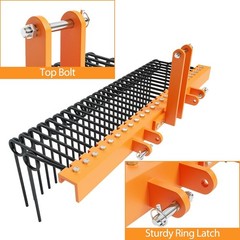 GARVEE 5ft 3-Point Pine Needle Rake Landscape Yard Tractor Attachment Fit Cat0,1