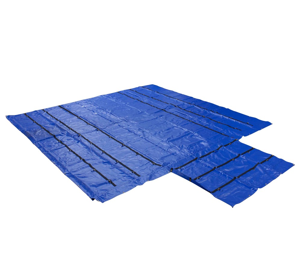Super Light 14 Oz Lumber Tarp 16×18 (4′ Drop with 4′ x 8′ Flap) – Blue