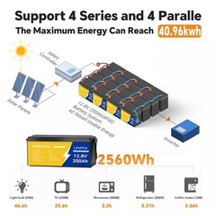 12V 200Ah LiFePO4 Lithium Battery for Solar Back Up System Marine Build in BMS
