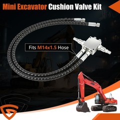Cushion Valve Kit Complete 1/4 inch Hydraulic M14x1.5 Fitting 2 Hoses Included