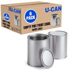 LAUCO Empty Paint Cans with Lids, 16 oz Pint Metal Paint Cans, 6 Pack, Durable