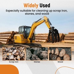 Rust Prevent Grapple for Mini Excavator 0.8-1.8T Powder Coated Black