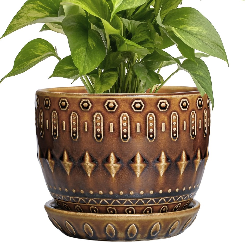 G EPGardening 5.5 Inch Plant Pot – Ceramic Planter for Indoor Outdoor Plants, Bo
