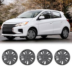 14in Snap-On Hubcaps Set 4 Mitsubishi Mirage 2014-2025 Versa Matte Black