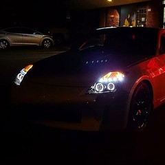 2003-2005 Nissan 350Z LED Dual Halo Halogen Projector Headlights Black Smoke