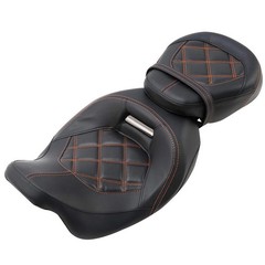 Two Pieces 2-Up Motorcycle Driver Passenger Low Profile Leather Seat For Harley