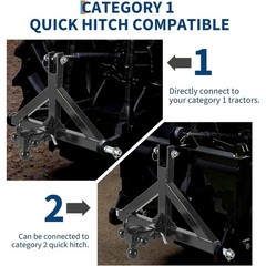 3-Point Quick Hitch for Category 1 Tractor with 2″ Trailer Receiver & Ball Mount