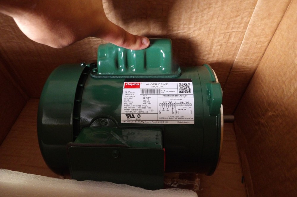 Dayton 3K995 Auger Drive Motor, Capacitor-Start, 1/2 Hp, 115/230V Ac, 1, 725