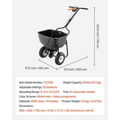 Uimoso Walk-Behind Push Spreader,60lbs Capacity,Adjustable 0-9.8 ft Spread Width