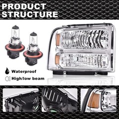 Headlights Assembly Fit 1999-2004 Ford F250 F350 F450 F550 Super Duty