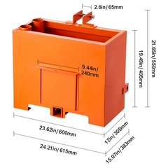 Ballast Box 3 Point Category 1 Tractor Quick Tach Hitch Counterweight Orange