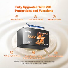 LiTime 12V 140Ah Bluetooth Low Temp LiFePO4 Lithium Battery 1920W For RV Marine