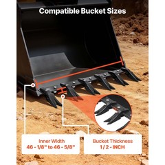 Uimoso 6-Tooth Bucket Bar for Tractor 46″ Heavy Duty, 4560 lbs Capacity