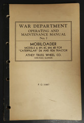 Mobiloader Book Operating and Maintenance Manual NO. 1 War Department Athey