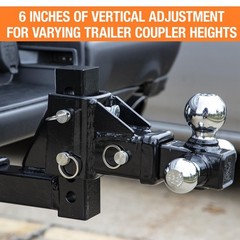 Buyers Products 1802225 Adjustable Tri-Ball Hitch Solid Shank – Chrome Bal