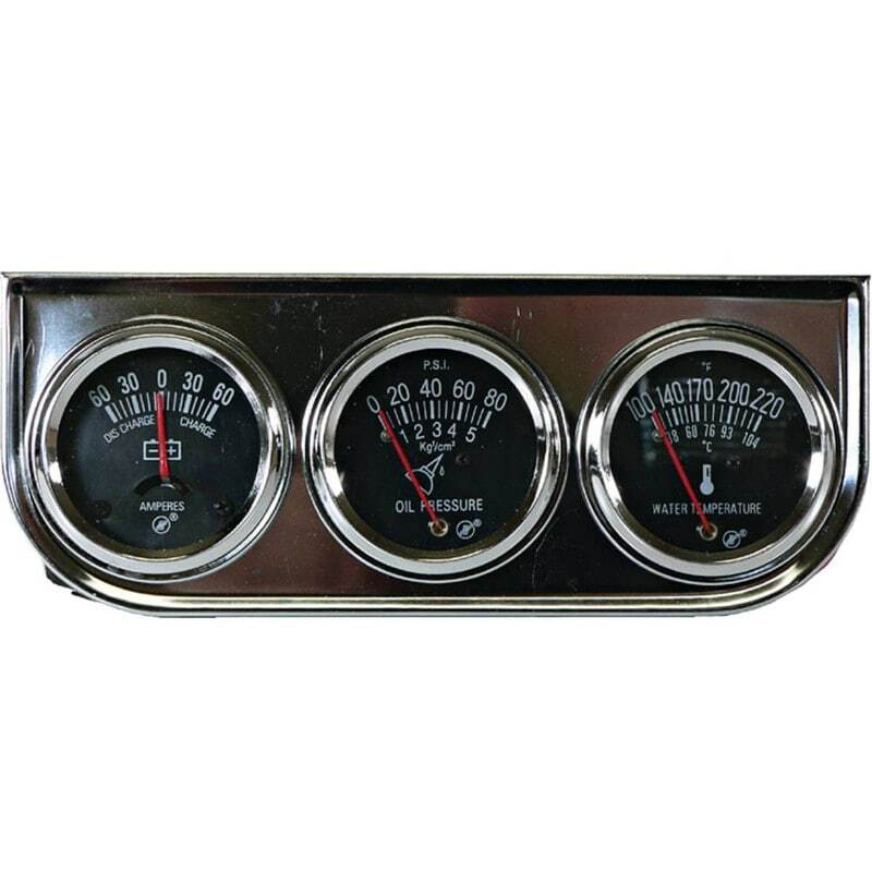 Multi-Gauge Panel Gauge Cluster – Chrome Bezel, Black Face, Lighted