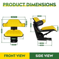 Yellow Universal Adjustable Tractor Suspension Seat Fits for Yellow,