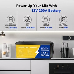 12V 200Ah LiFePO4 Lithium Battery for Solar Back Up System Marine Build in BMS