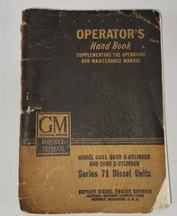Vintage 1943 General Motors Operator’s Handbook Series 71 Diesel Units Book