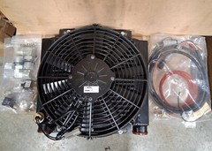 Universal fit 10″x10″ core Remote OIL COOLER w/temp probe 12V 21 GPM USA made