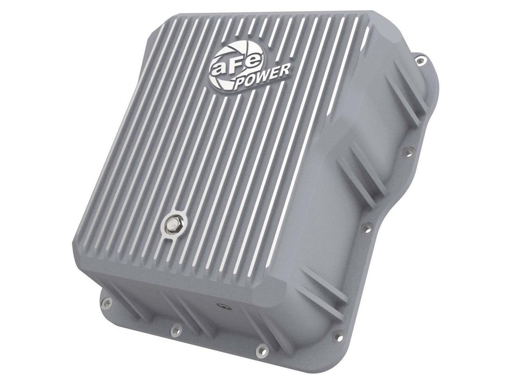46-70070 aFe POWER Street Series Transmission Pan Raw w/ Machined Fins GM Diesel