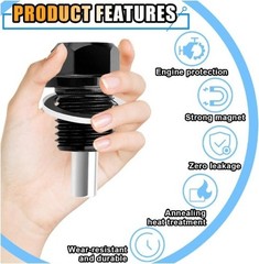 Magnetic Oil Drain Plug M14×1.5 Aluminum with Crush Washer Gasket Color: Black