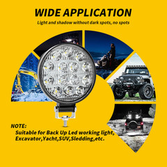 Fit John Deere Kubota Kubota Tractor Round 4.3″ White LED Work Light Headights